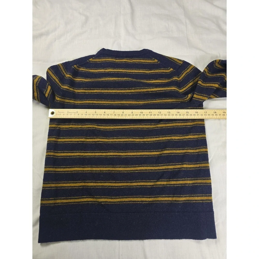 Banana Republic Sweater Mens Medium Blue Stripe Italian Merino Wool‎ Crewneck